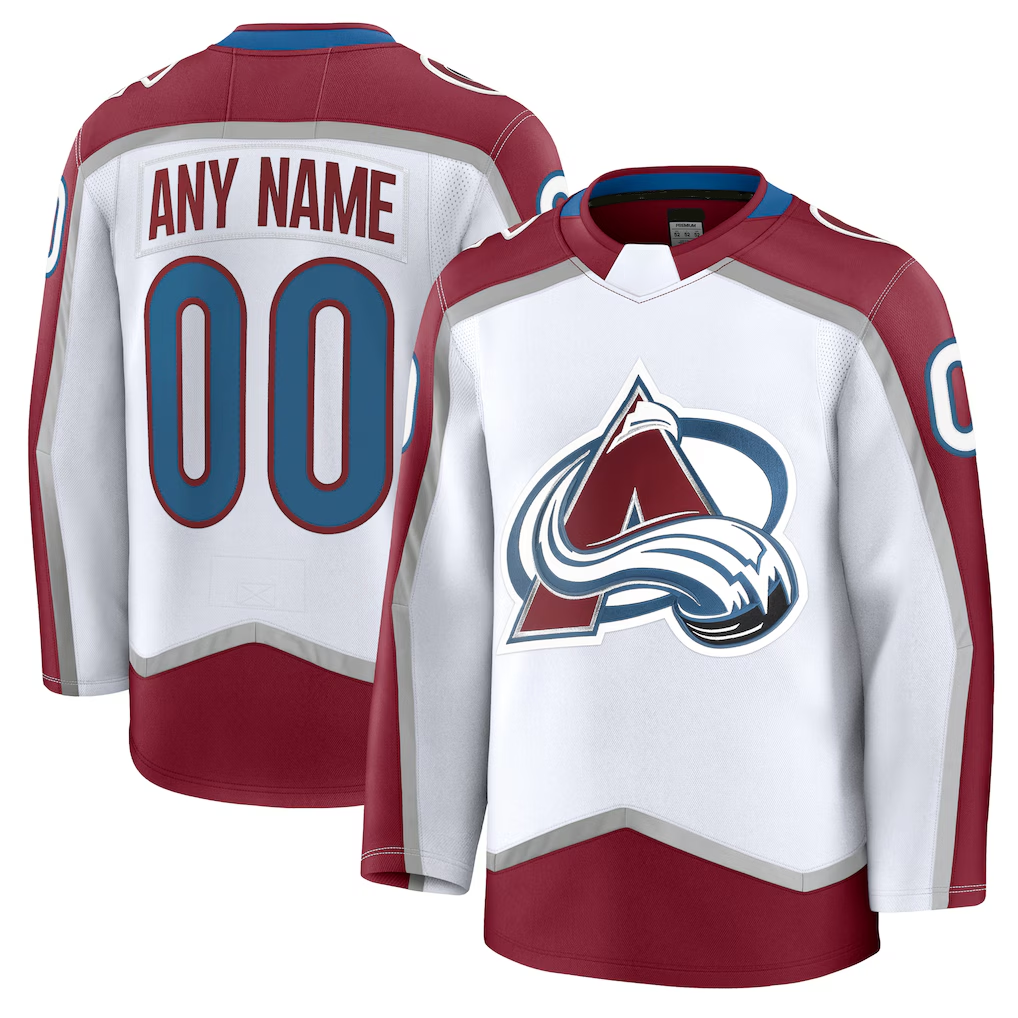Kiarac Custom C.Avalanche White Away Premium Jerseys