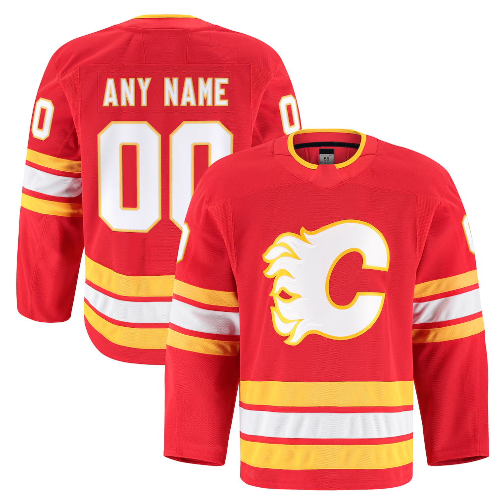 Kiarac Custom C.Flames Red Home Authentic Pro Jerseys