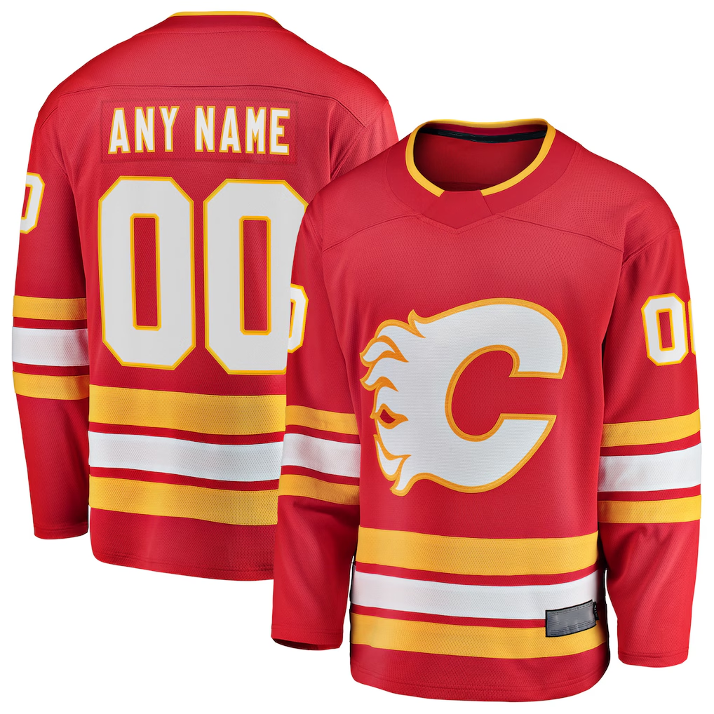 Kiarac Custom C.Flames Red Home Breakaway Jerseys