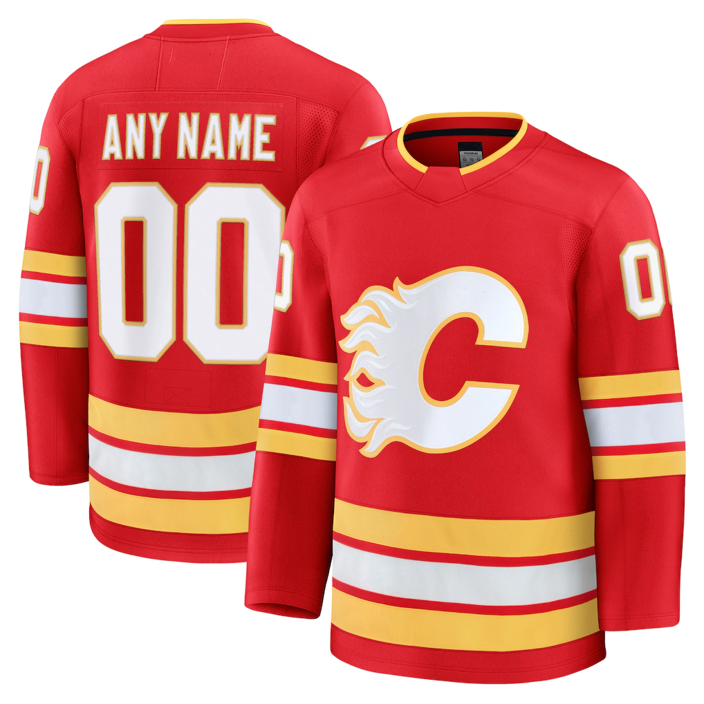 Kiarac Custom C.Flames Red Home Premium Jerseys