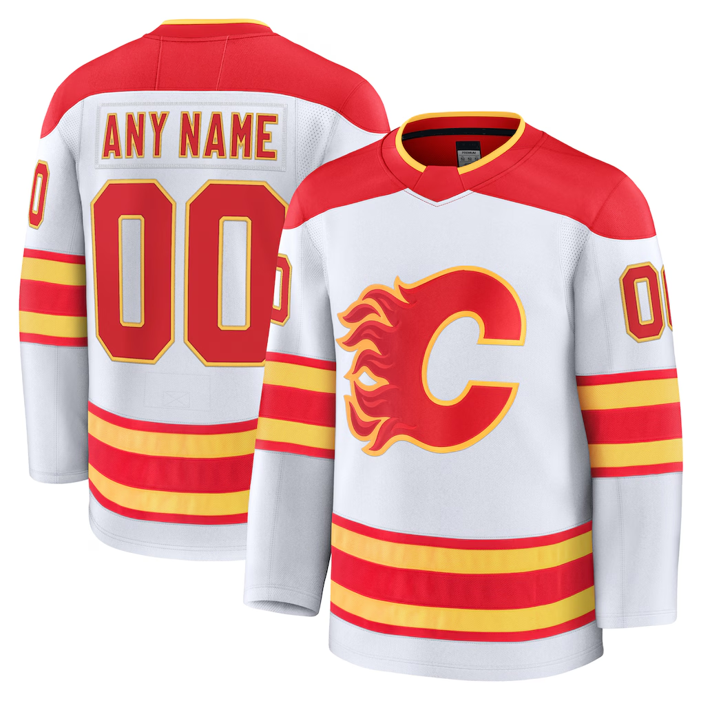 Kiarac Custom C.Flames White Away Premium Jerseys