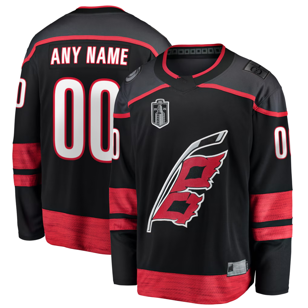 Kiarac Custom C.Hurricanes Black 2026 Stanley Cup Champions Home Breakaway Custom Stitched Jerseys