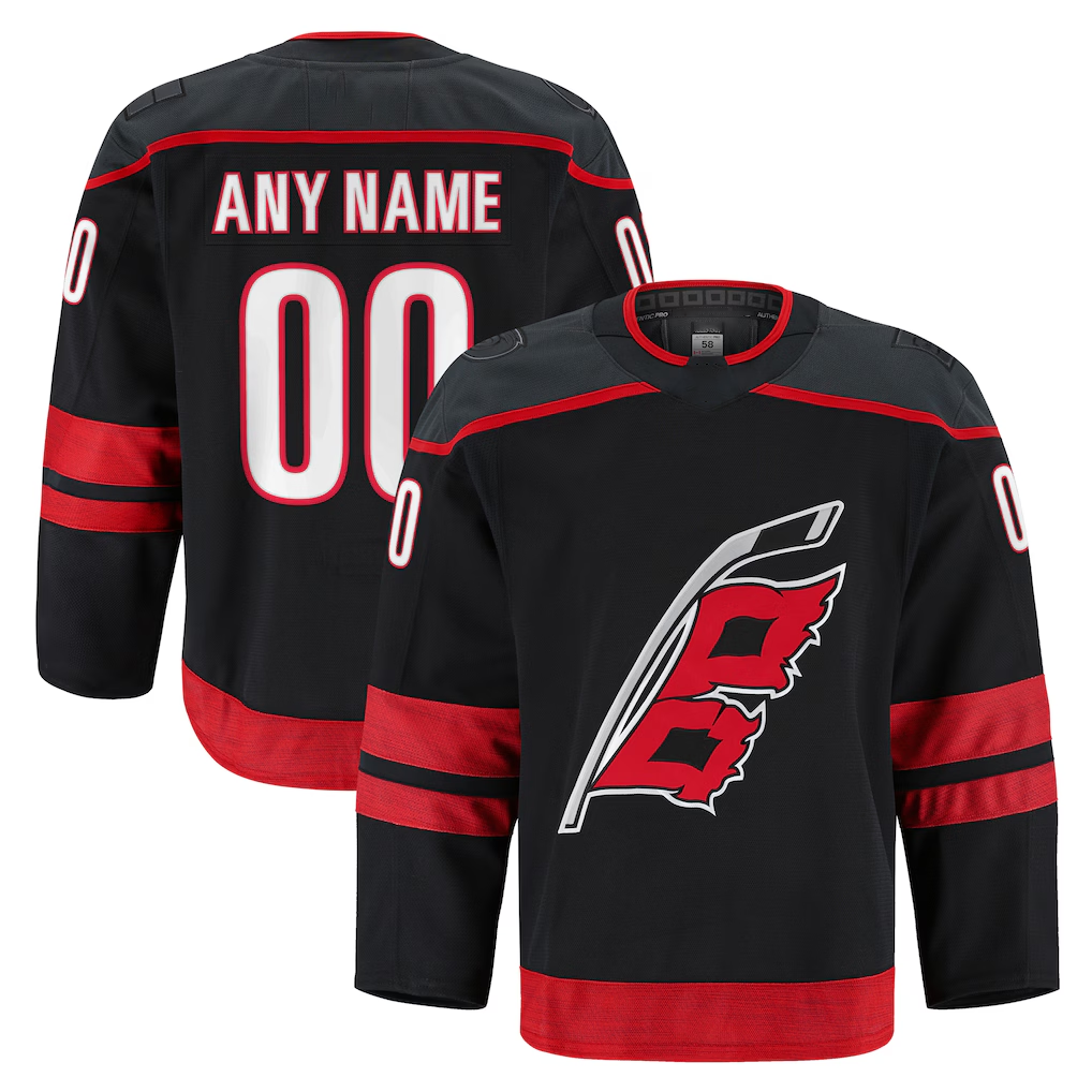 Kiarac Custom C.Hurricanes Black Home Authentic Pro Stitched Jerseys