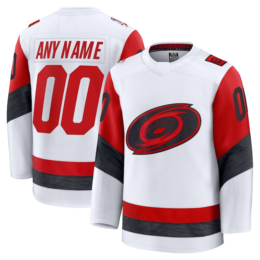 Kiarac Custom C.Hurricanes White Away Premium Stitched Jerseys