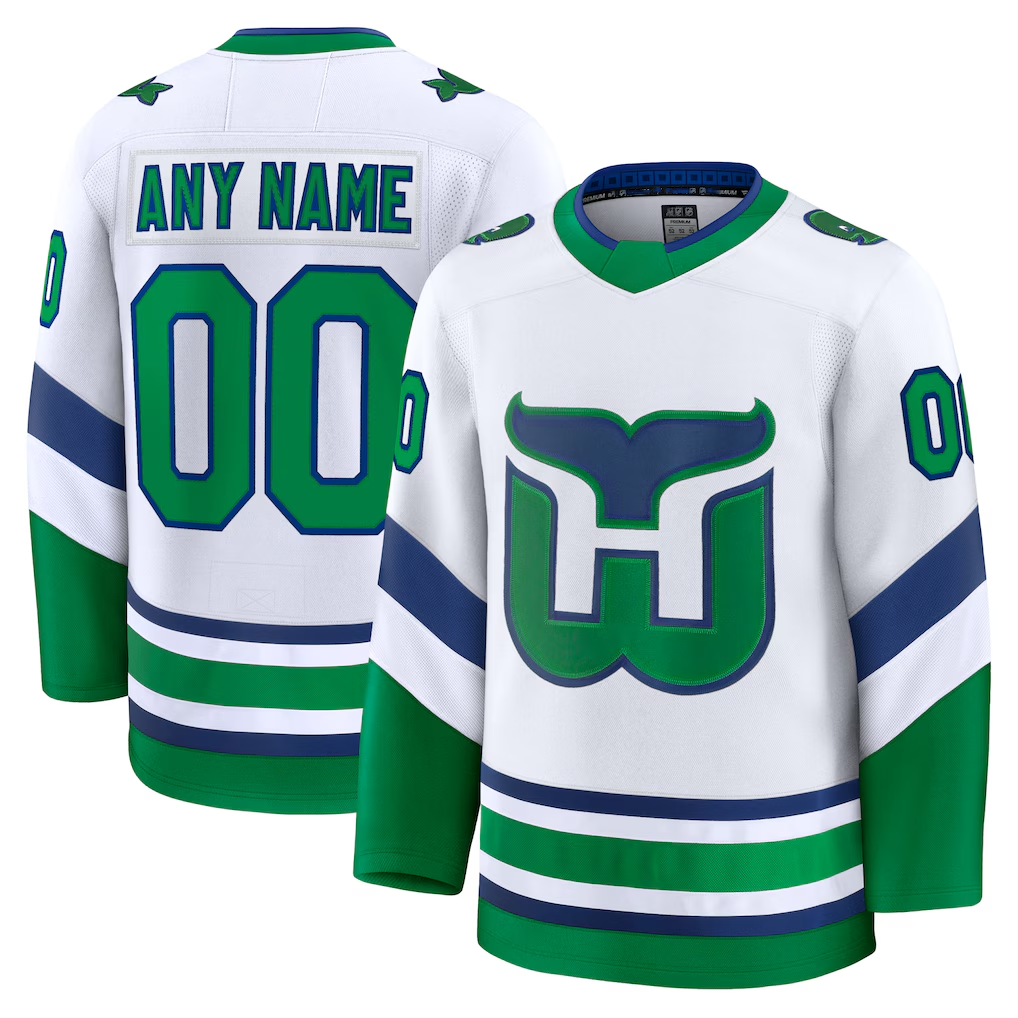 Kiarac Custom C.Hurricanes White Throwback Premium Stitched Jerseys