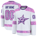 Kiarac Custom D.Stars White 2024 Hockey Fights Cancer Practice Jerseys