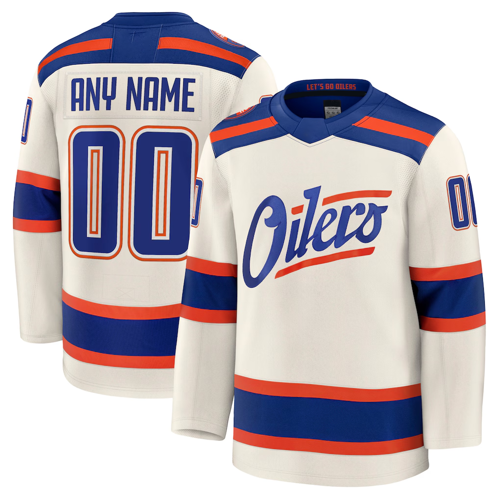 Kiarac Custom E.Oilers Light Beige Alternate Premium Jerseys