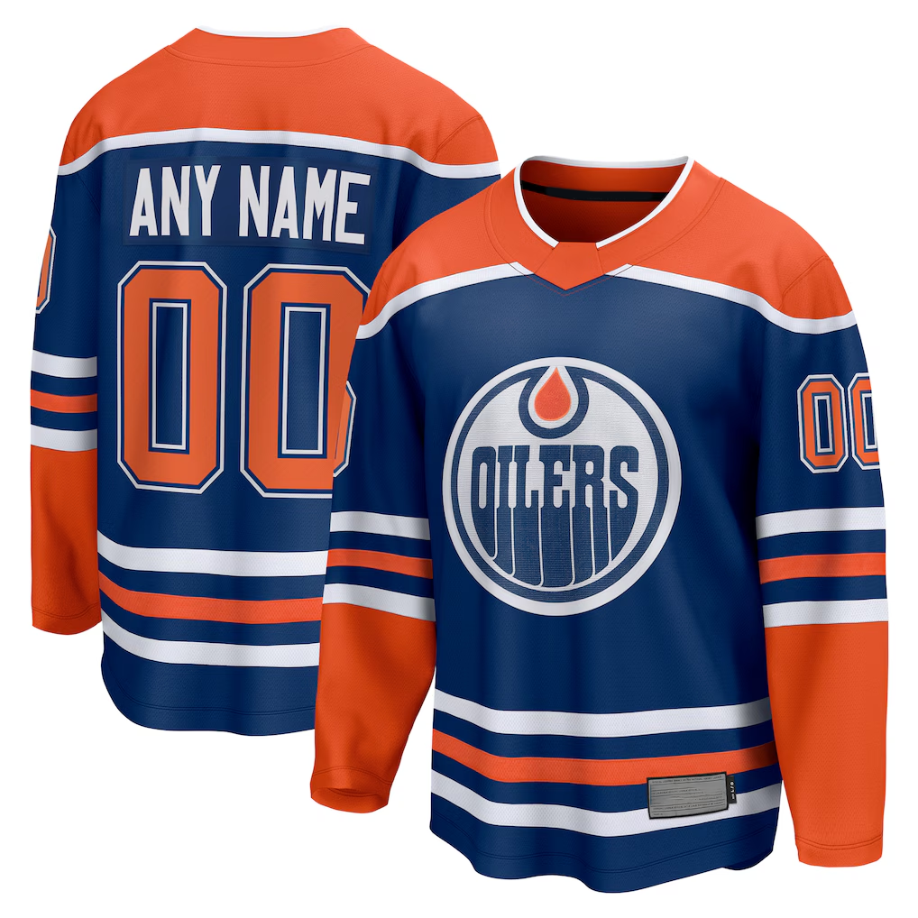 Kiarac Custom E.Oilers Royal Home Breakaway Jerseys
