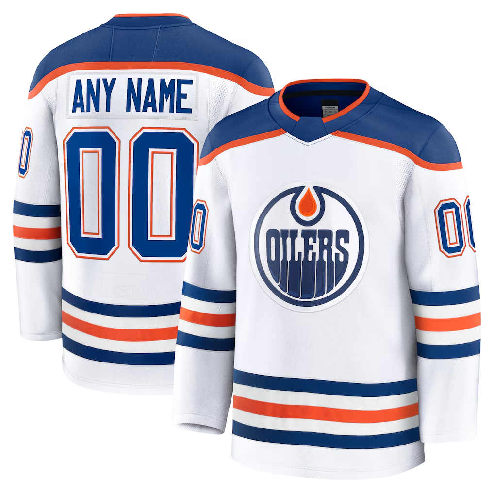 Kiarac Custom E.Oilers White Away Premium Jerseys