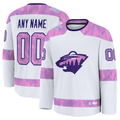 Kiarac Custom M.Wild White 2024 Hockey Fights Cancer Practice Jerseys