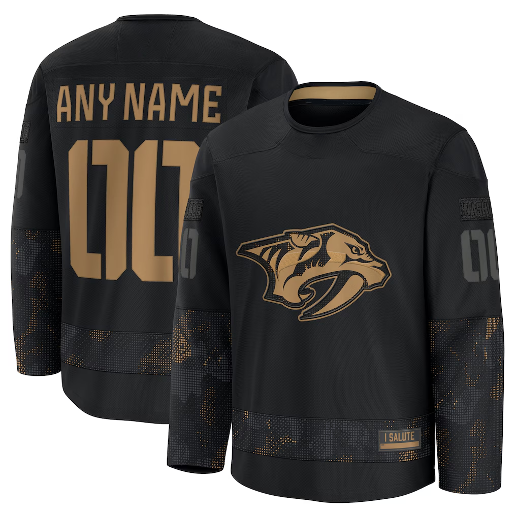 Kiarac Custom N.Predators Black 2024 Military Appreciation Practice Jerseys
