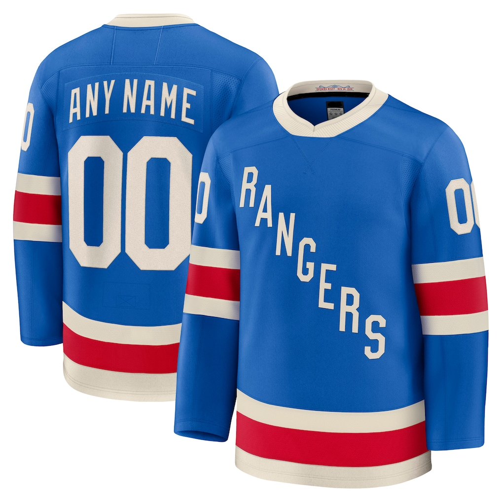 Kiarac Custom NY.Rangers Blue Centennial Premium Jerseys