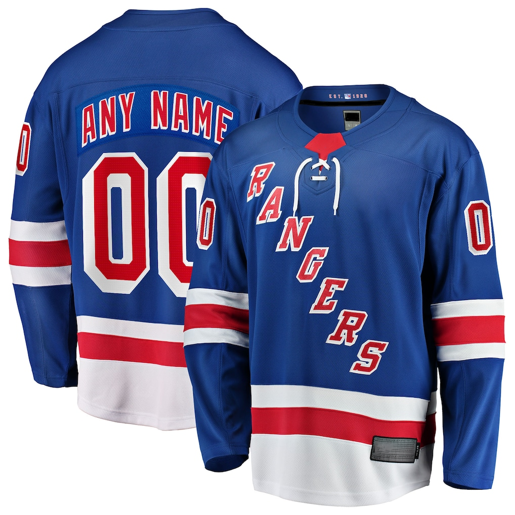 Kiarac Custom NY.Rangers Blue Home Breakaway Jerseys