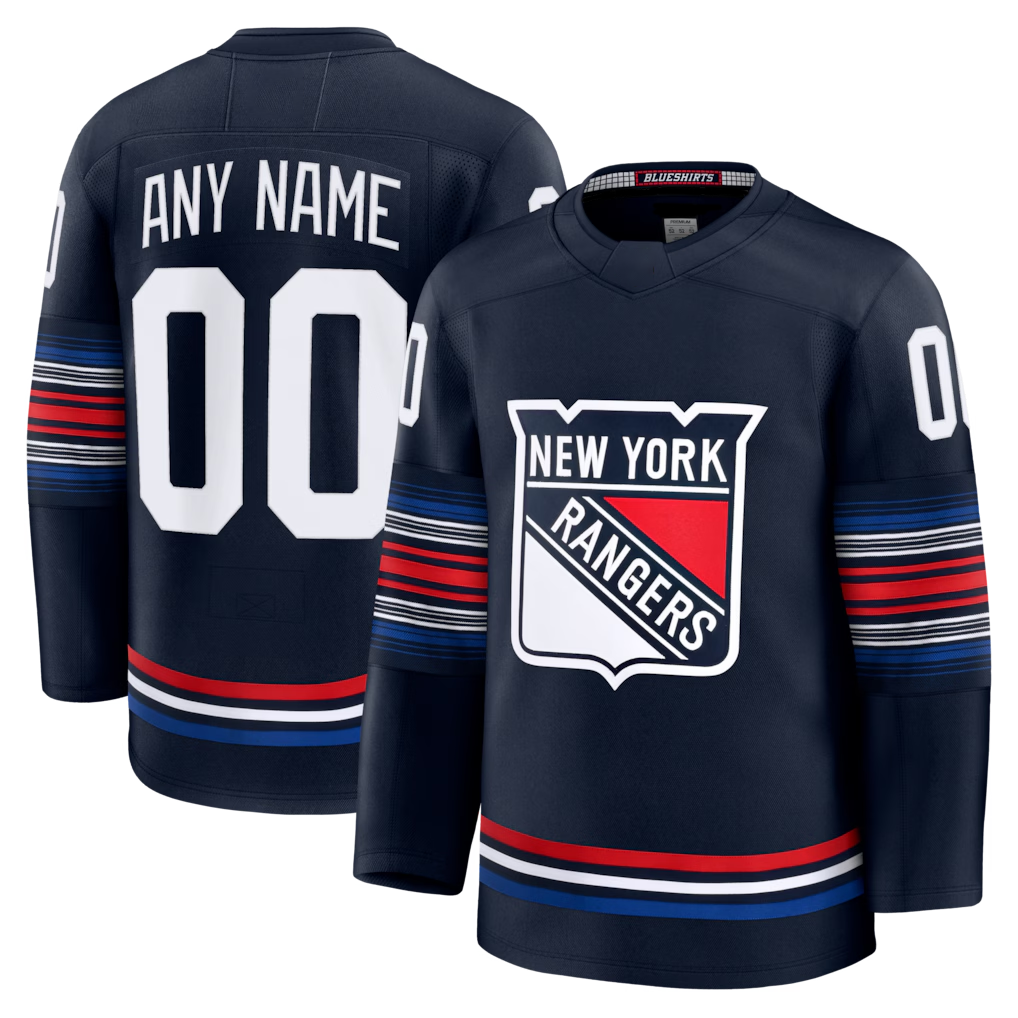 Kiarac Custom NY.Rangers Navy Alternate Premium Jerseys