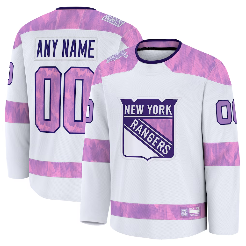 Kiarac Custom NY.Rangers White 2024 Hockey Fights Cancer Practice Jerseys