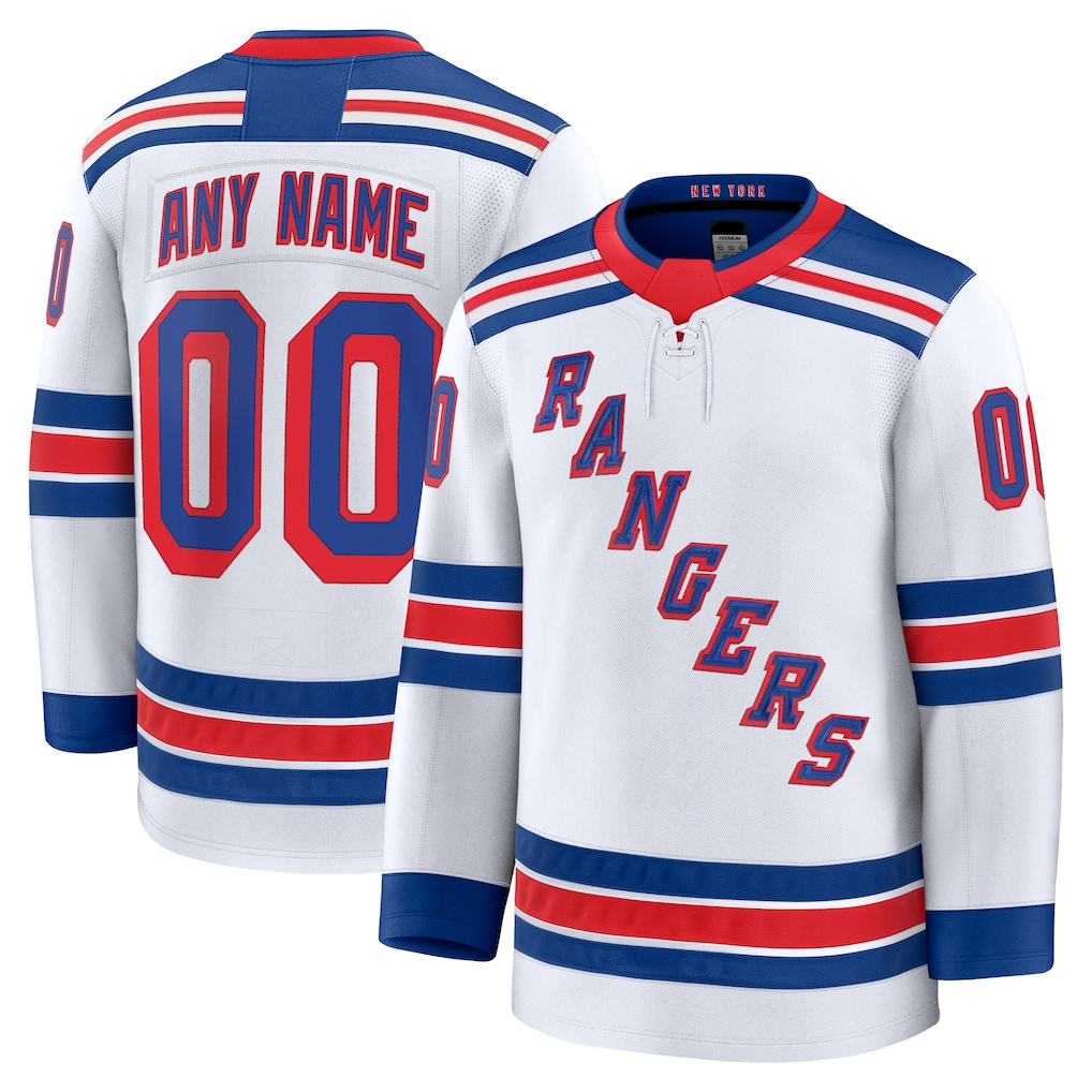 Kiarac Custom NY.Rangers White Away Premium Jerseys