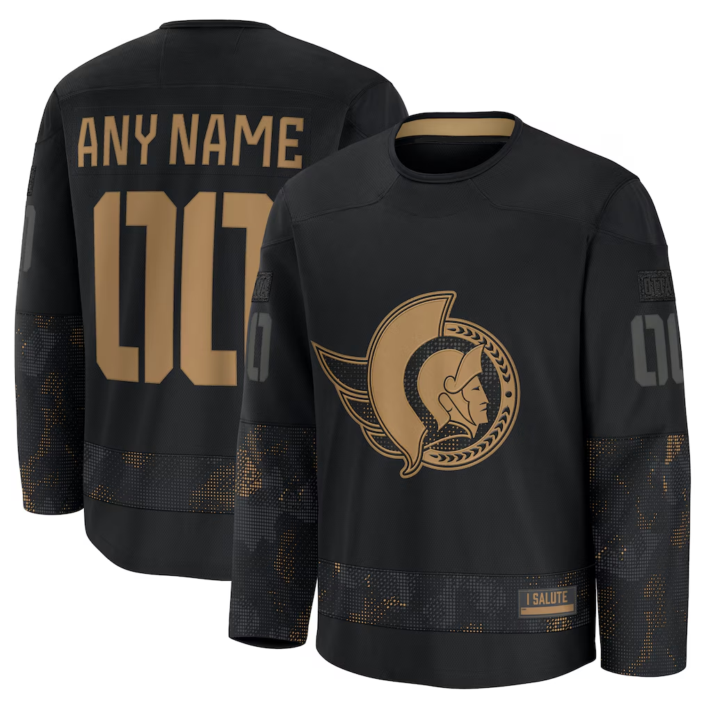 Kiarac Custom O.Senators Black 2024 Military Appreciation Practice Jerseys