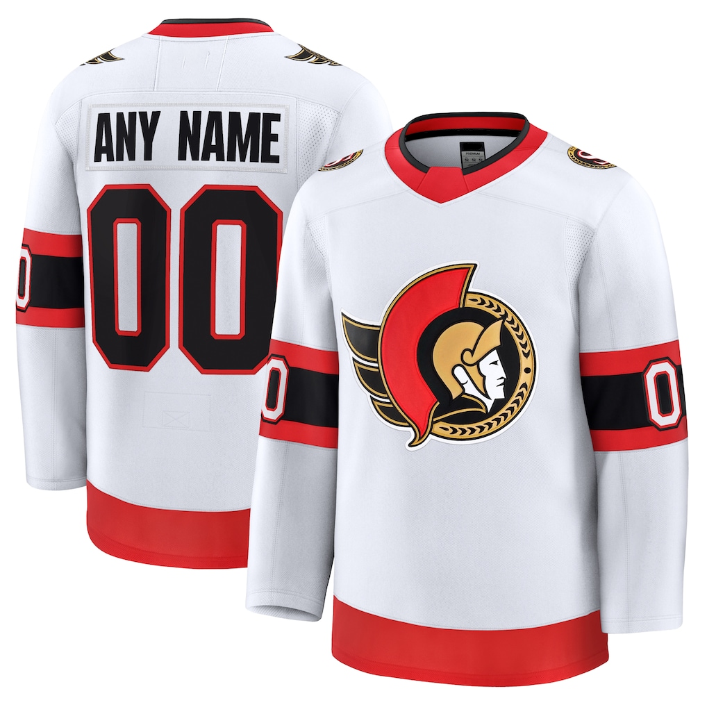 Kiarac Custom O.Senators White Away Premium Jerseys