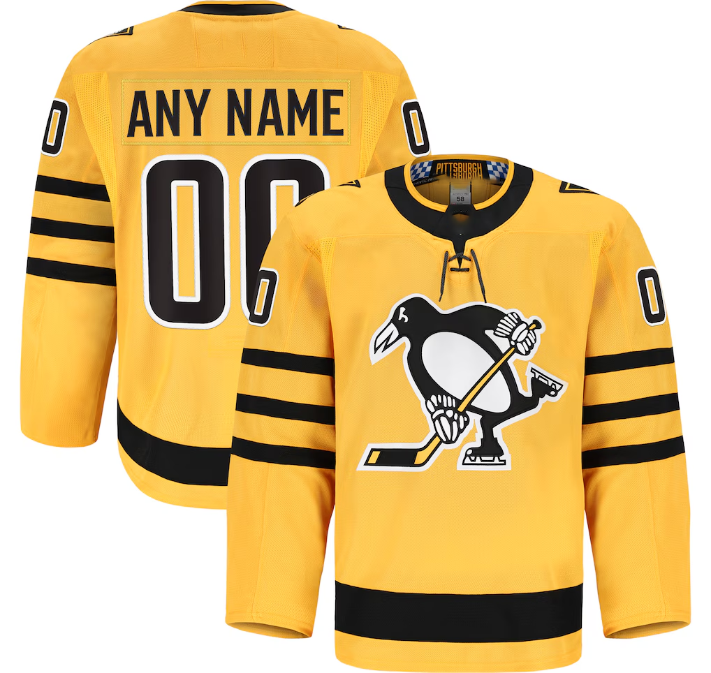 Kiarac Custom P.Penguins Gold Alternate Authentic Pro Jerseys