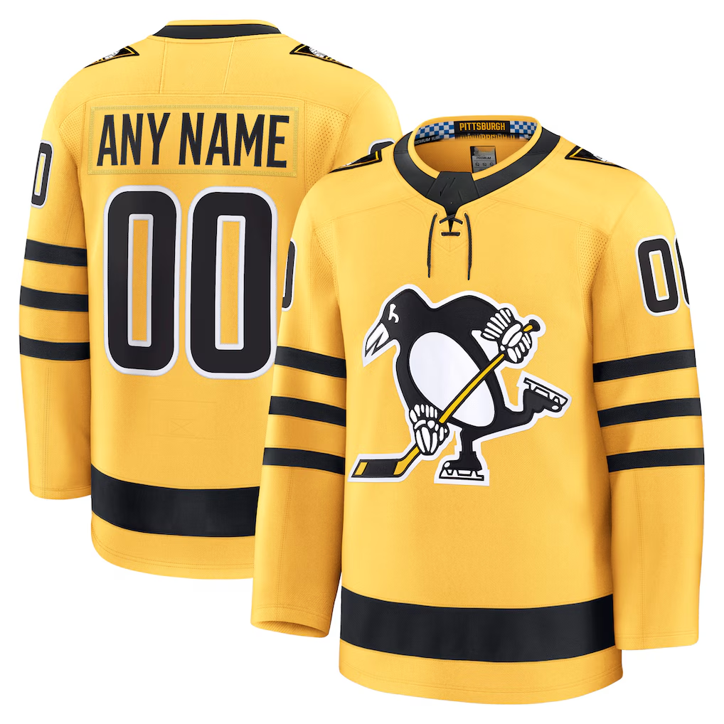 Kiarac Custom P.Penguins Gold Alternate Premium Jerseys
