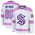 Kiarac Custom S.Kraken White 2024 Hockey Fights Cancer Practice Jerseys