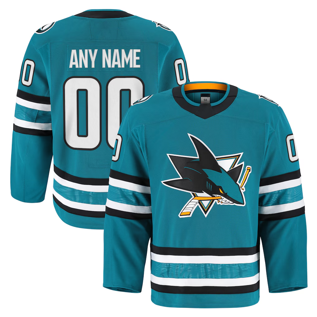Kiarac Custom SJ.Sharks Teal Home Authentic Pro Jerseys