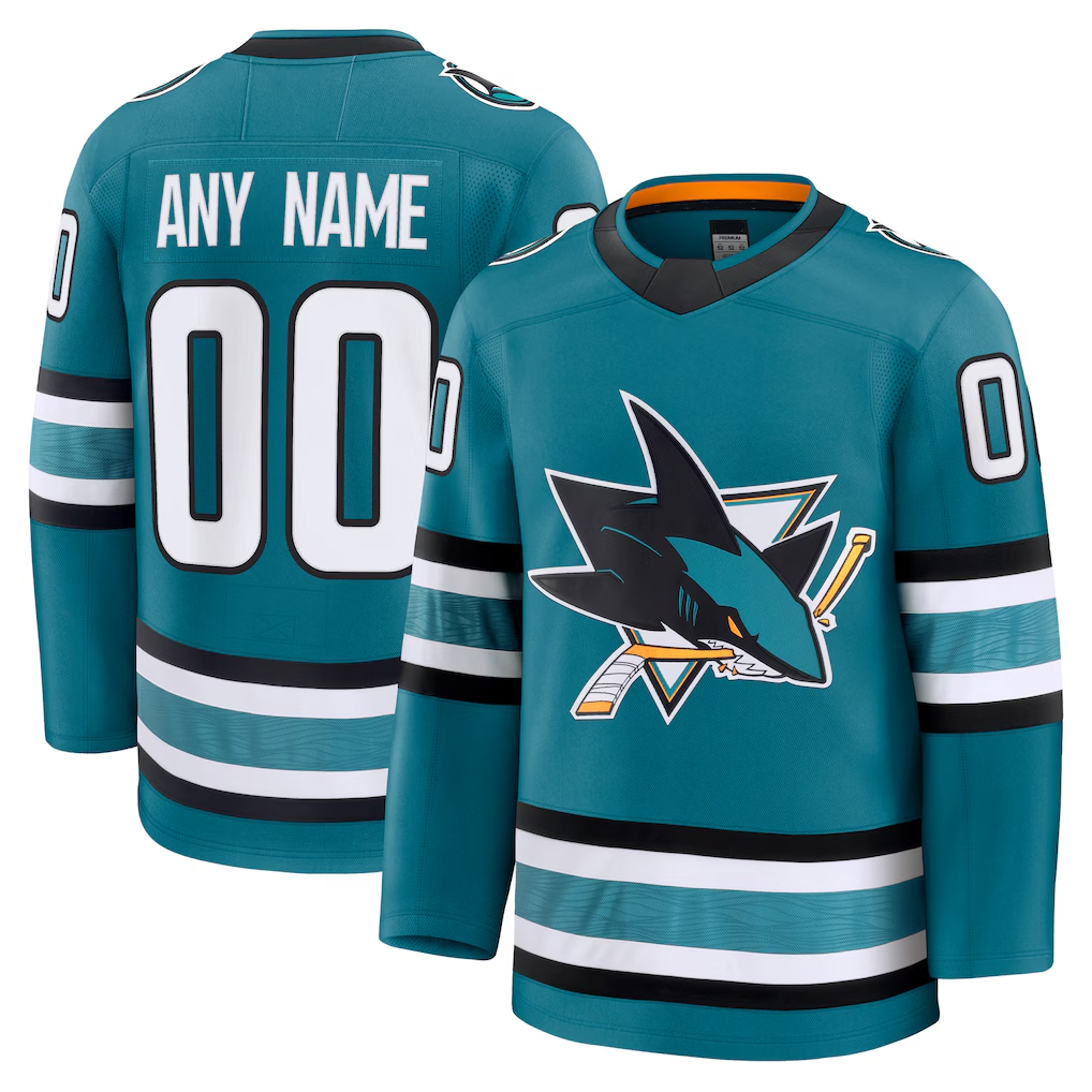 Kiarac Custom SJ.Sharks Teal Home Premium Jerseys