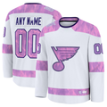 Kiarac Custom SL.Blues White 2024 Hockey Fights Cancer Practice Jerseys