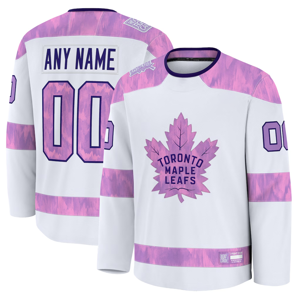 Kiarac Custom TM.Leafs White 2024 Hockey Fights Cancer Practice Jerseys