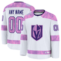 Kiarac Custom VG.Knights White 2024 Hockey Fights Cancer Practice Jerseys