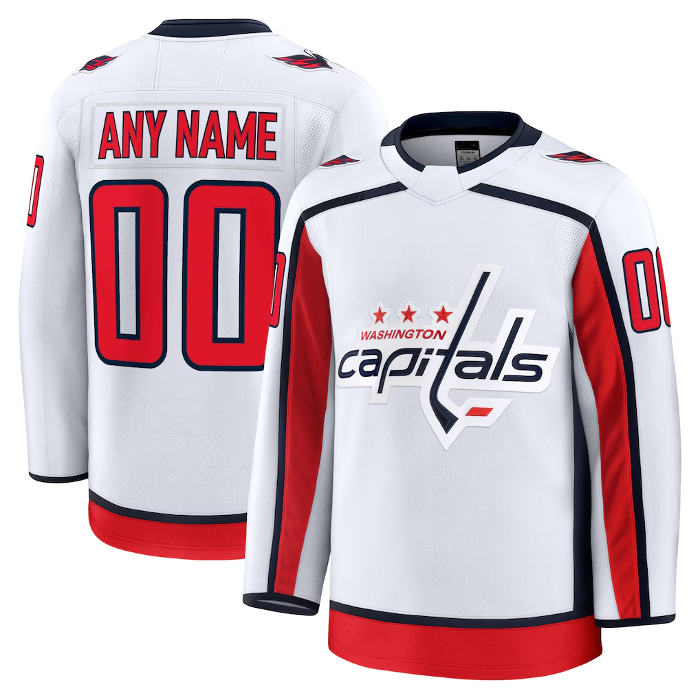 Kiarac Custom W.Capitals White Away Premium Jerseys