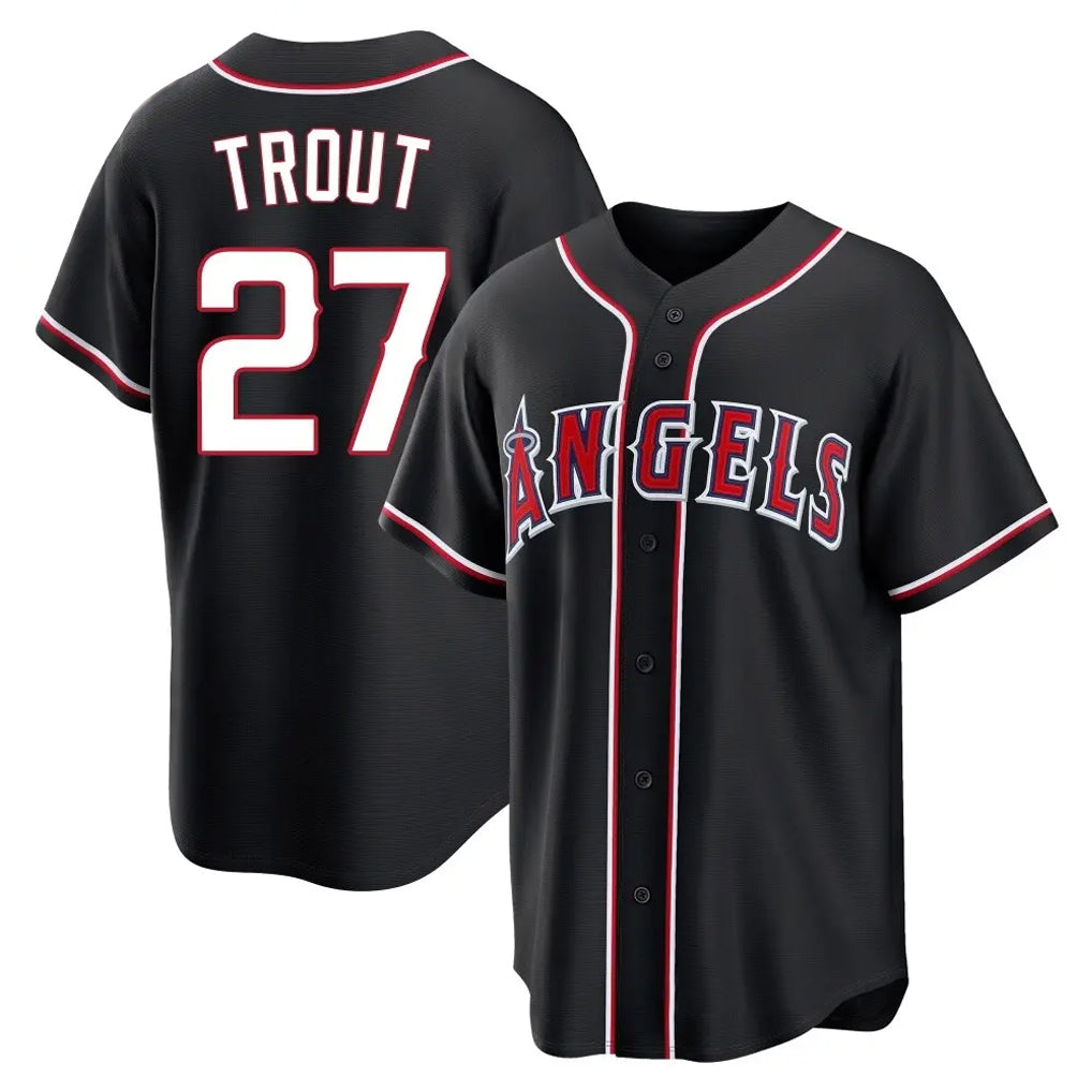 kiarac LA.Angels #27 Mike Trout Player Black Fashion Out Home Game Stitched Jerseys