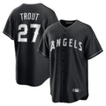 kiarac LA.Angels #27 Mike Trout Player Black Lights Out Fashion T-shirt Stitched Jerseys
