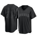 kiarac LA.Angels #27 Mike Trout Player Black Pitch Fashion T-shirt Stitched Jerseys