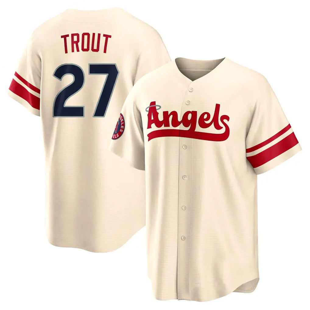 kiarac LA.Angels #27 Mike Trout Player Cream City Connect Home Stitched Jerseys