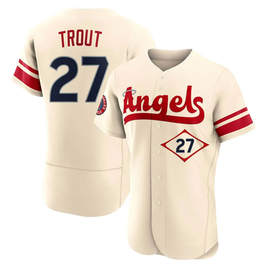 kiarac LA.Angels #27 Mike Trout Player Cream City Connect Limited ELite Home Stitched Jerseys