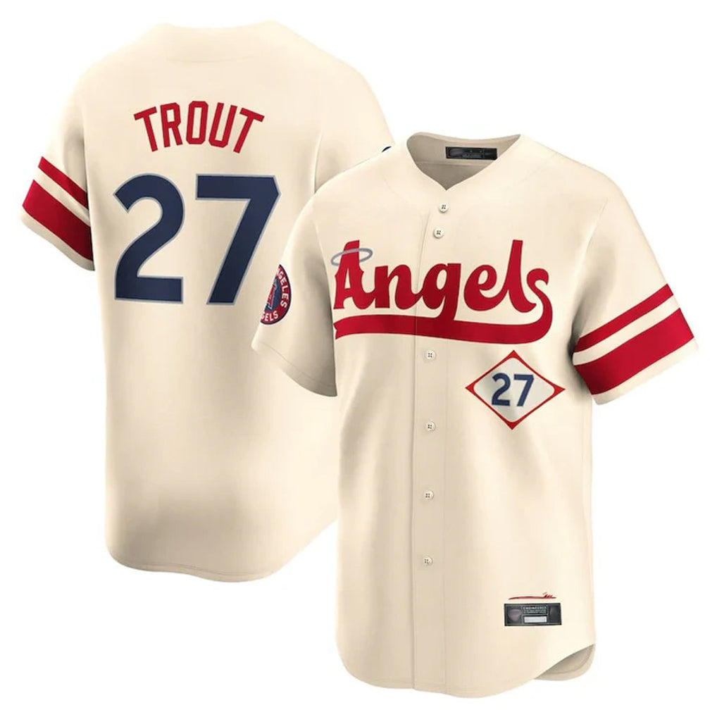 kiarac LA.Angels #27 Mike Trout Player Cream City Connect Limited Home Stitched Jerseys