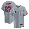 kiarac LA.Angels #27 Mike Trout Player Gray Home Game Stitched Jerseys