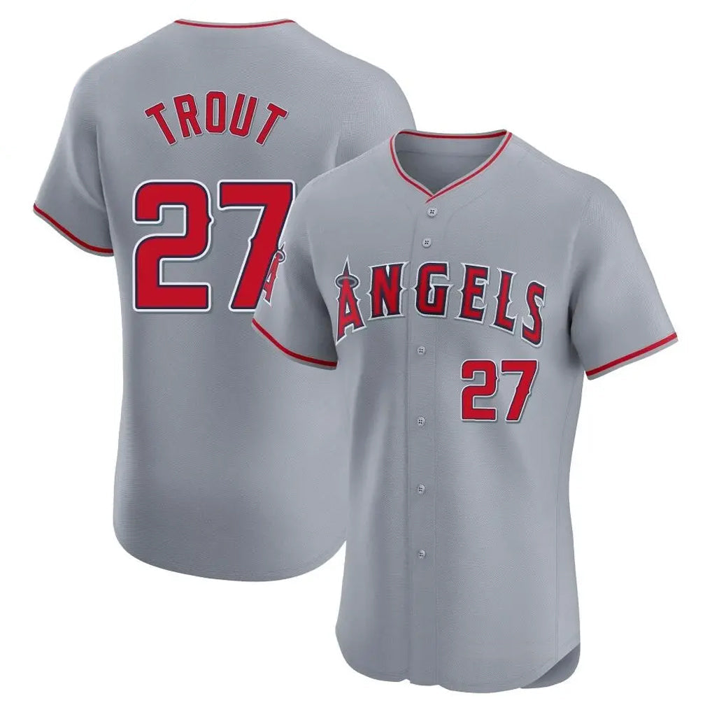 kiarac LA.Angels #27 Mike Trout Player Gray Home Limited Elite Stitched Jerseys