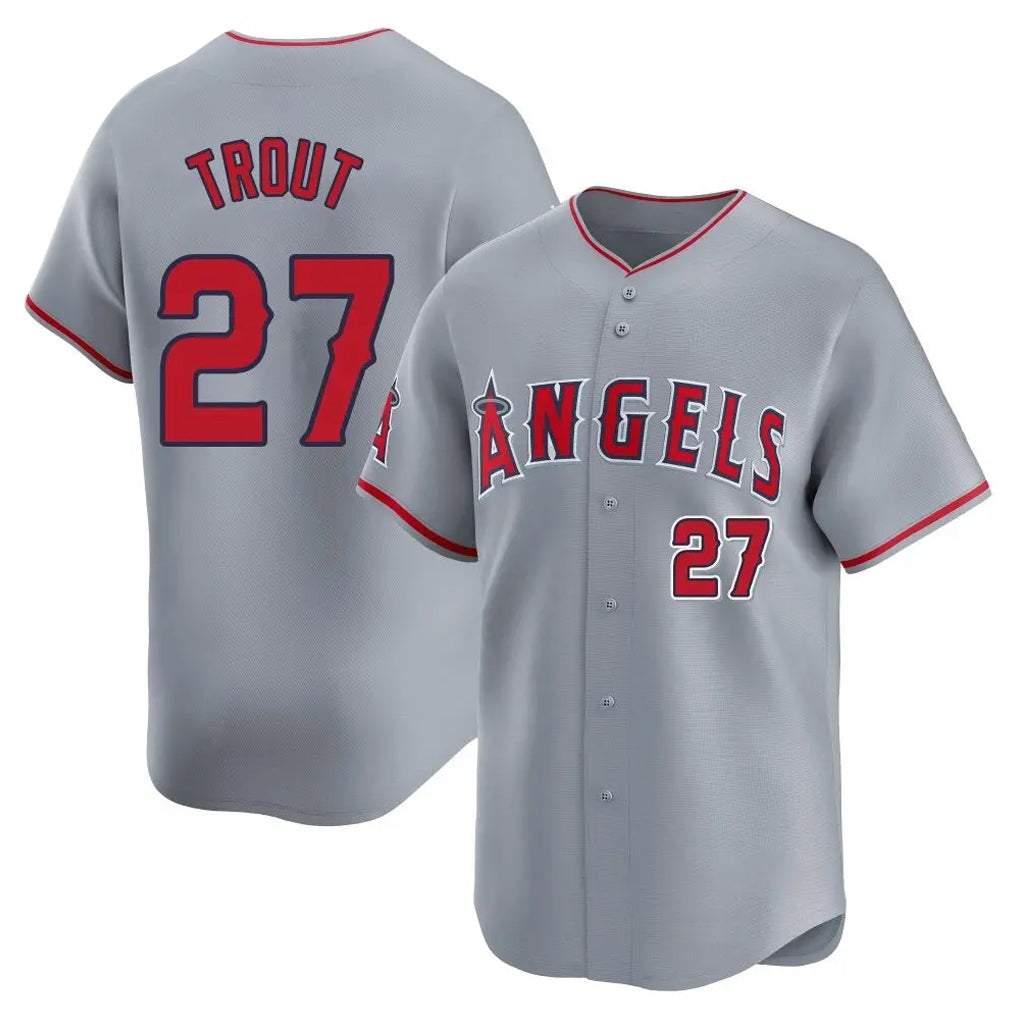 kiarac LA.Angels #27 Mike Trout Player Gray Home Limited Stitched Jerseys