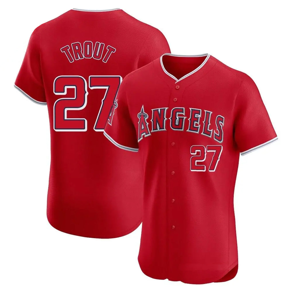 kiarac LA.Angels #27 Mike Trout Player Red Home Limited Elite Stitched Jerseys