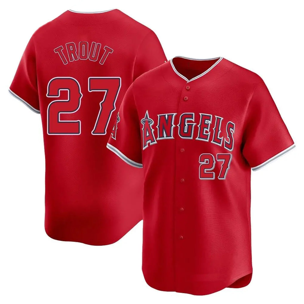 kiarac LA.Angels #27 Mike Trout Player Red Home Limited Stitched Jerseys