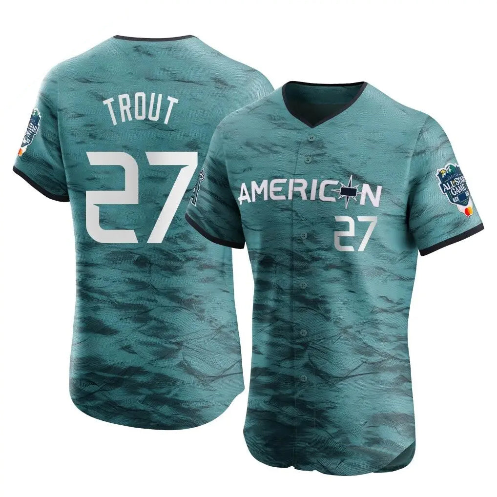 kiarac LA.Angels #27 Mike Trout Player Teal Elite American League Game Vapor Premier All-Star Stitched Jerseys
