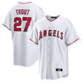 kiarac LA.Angels #27 Mike Trout Player White Home Game Stitched Jerseys
