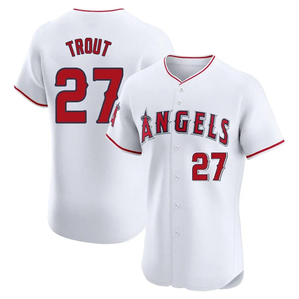 kiarac LA.Angels #27 Mike Trout Player White Limited Elite Stitched Home Jerseys