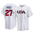 kiarac LA.Angels #27 Mike Trout Player White USA World Classic Game Home Stitched Jerseys