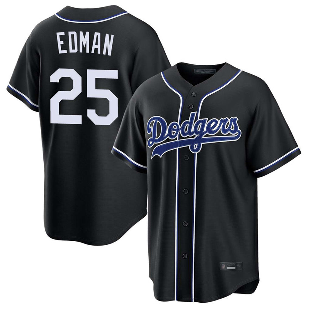 kiarac LA.Dodgers #25 Tommy Edman Player Black Carbon Limited Home Stitched Jerseys