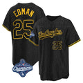 kiarac LA.Dodgers #25 Tommy Edman Player Black World Series Meet Snake Skin City Game Home Stitched Jerseys