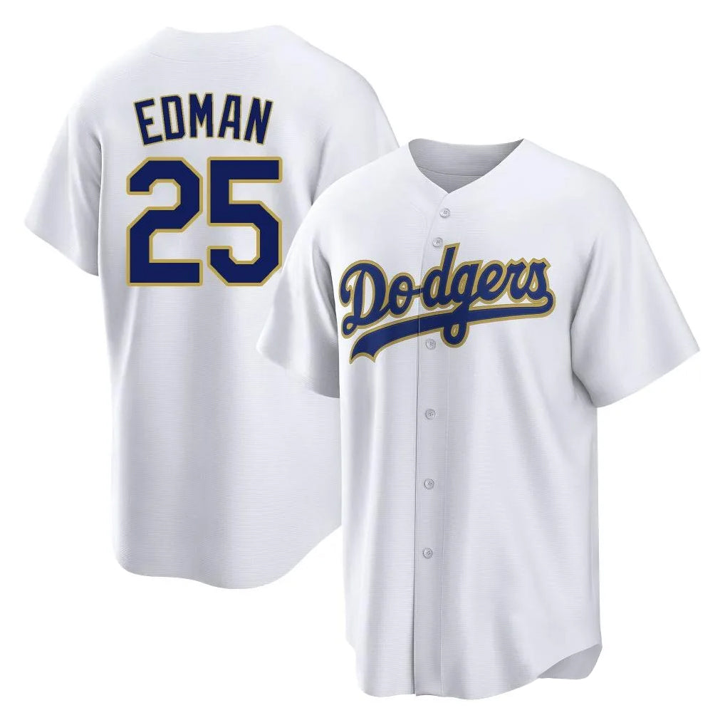 kiarac LA.Dodgers #25 Tommy Edman Player Gold White 2026 Collection Stadium Game Stitched Jerseys