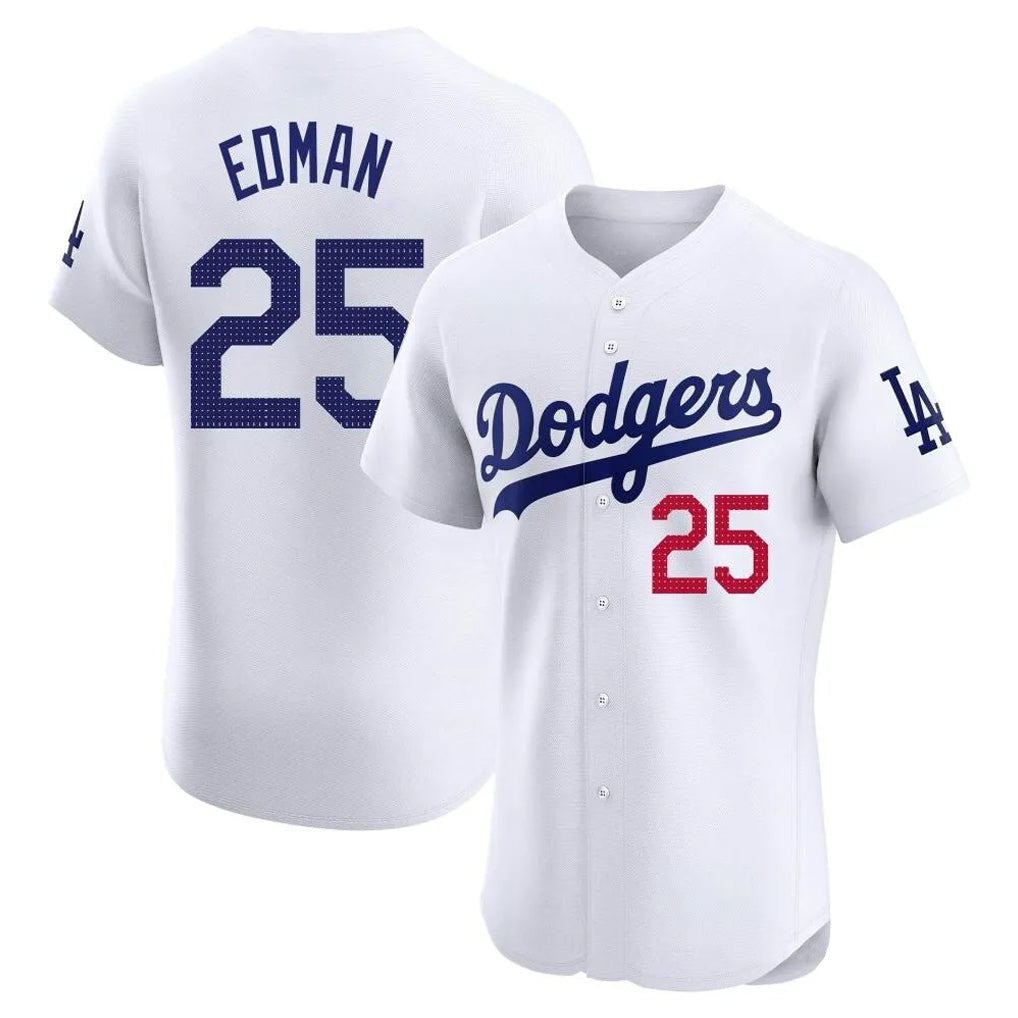 kiarac LA.Dodgers #25 Tommy Edman Player Gold White Limited Elite Home Stitched Jerseys